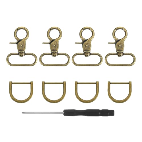 sourcing map Karabinerhaken mit Drehgelenk, 32 mm, mit D-Ring, robuster Metall-Karabinerverschluss, Schlüsselband-Clips für Gurte, Taschen, Gürtel, Lederwaren, Bronze, 4 Stück von sourcing map