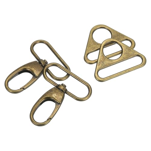 sourcing map Karabinerhaken mit Drehgelenk, Zinklegierung, Karabinerverschluss mit Dreiecksringen für Schlüsselband, Basteln, 3,8 cm, Bronzefarben von sourcing map