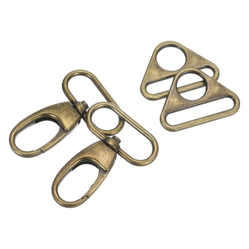 sourcing map Karabinerhaken mit Drehgelenk, Zinklegierung, Karabinerverschluss mit Dreiecksringen für Schlüsselband, Basteln, 3,8 cm, Bronzefarben von sourcing map