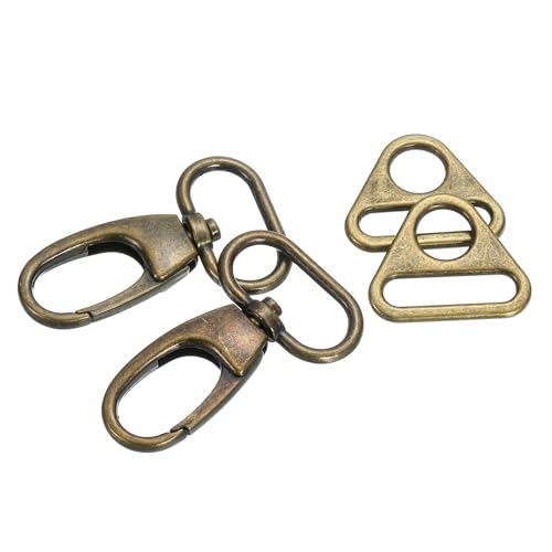 sourcing map Karabinerhaken mit Drehgelenk, Zinklegierung, Karabinerverschluss mit Dreiecksringen für Schlüsselband, DIY, Basteln, 2,5 cm, Bronze von sourcing map