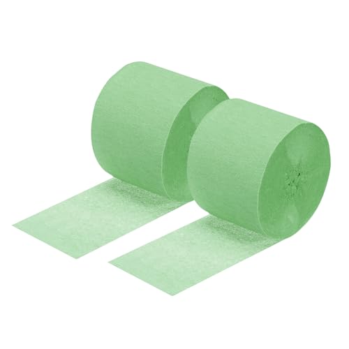 sourcing map Krepppapier Luftschlangen Krepppapier Dekoration 25.0 m lang 1.8 Zoll breit für Geburtstagsfeier Hochzeit Thanksgiving Weihnachtsdekorationen DIY, Crisp Green 2 Stück von sourcing map