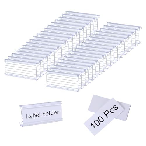 sourcing map Kunststoff-Draht-Etikettenhalter, 7,5 x 3,2 cm, transparenter Preisschild-Halter, wiederverwendbar, Regalklammern mit Papier für Lagerung, Markt, 100 Stück von sourcing map