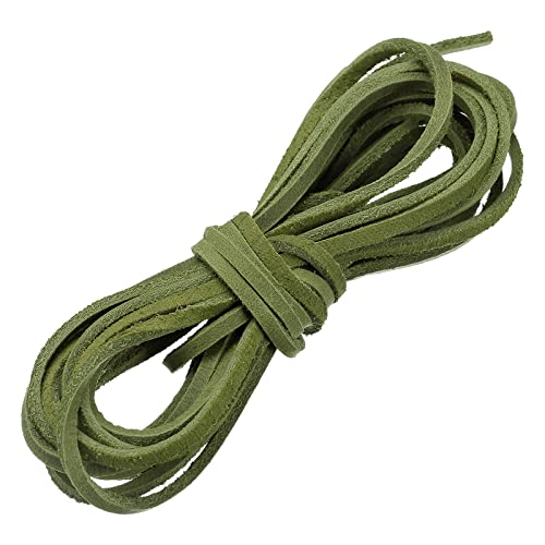 sourcing map Lederband, 4,37 Yards, 3 mm, Flacher Flechtschnurstreifen für Geldbörse, Handtasche, Schnürsenkel, Basteln, Armbandherstellung, grün von sourcing map