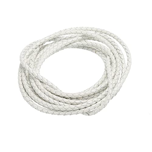 sourcing map Lederschnur, 2,19 Yards 3mm Durchmesser geflochtene Schnur Streifen für Geld börse Handtasche Schnürsenkel DIY Handwerk Armband Herstellung, weiß von sourcing map