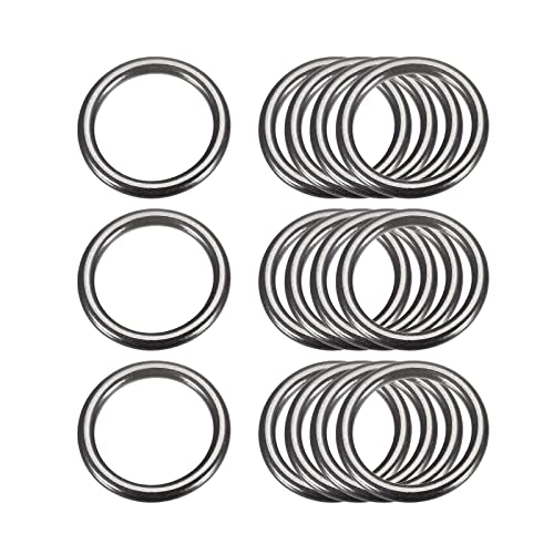 sourcing map Metall O Ringe, 15stk. 20mm (0.79") ID 3mm Stärke Mehrzweck Nicht-geschweißt O-Ring Schnalle für Handwerksgürtel Geldbeutel Tasche Hardware Herstellen, Dunkelgrau von sourcing map