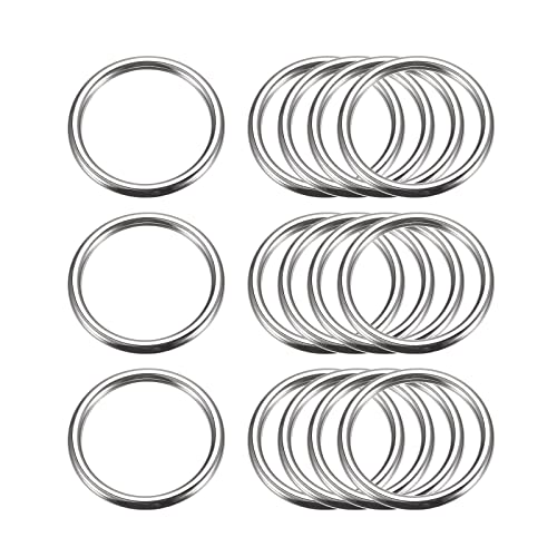 sourcing map Metall O Ringe, 15stk. 25mm (0.98") ID 3mm Stärke Mehrzweck Nicht-geschweißt O-Ring Schnalle für Handwerksgürtel Geldbeutel Tasche Hardware Herstellen, Silber Ton von sourcing map