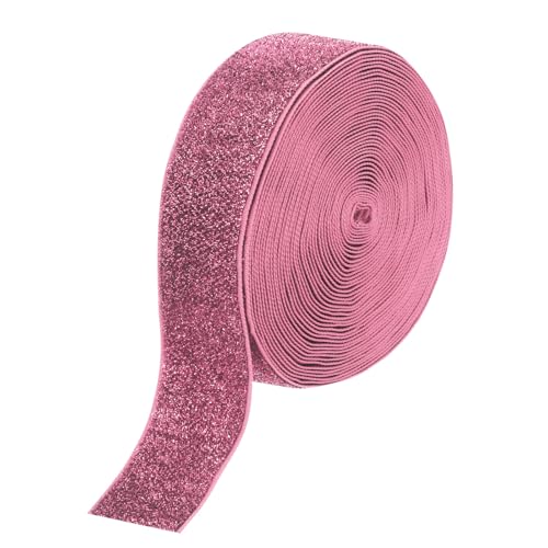 sourcing map Metallisches Glitzer-Samtband, 4,8 cm x 9,1 m, einseitiges Glitzerband für Weihnachten, Basteln, Geschenkverpackung, Schleife, Dekoration, Rosa von sourcing map