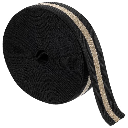 sourcing map Nylon-Gurtband, 38 mm, gestreift, strapazierfähig, für Rucksackarbeiten, 9,1 m, Schwarz von sourcing map