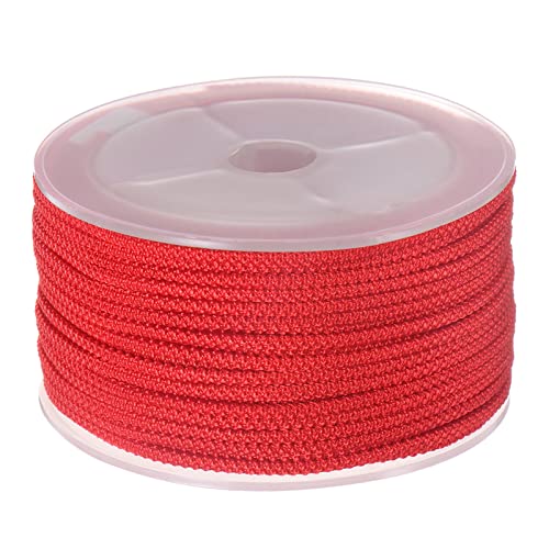 sourcing map Nylon Perlen Gewinde Schnur 2mm Extra-Starke Geflochtene Nylonschnur für Halskette Armbänder Schmuck Herstellung Handarbeit 15M/49Ft Rot von sourcing map