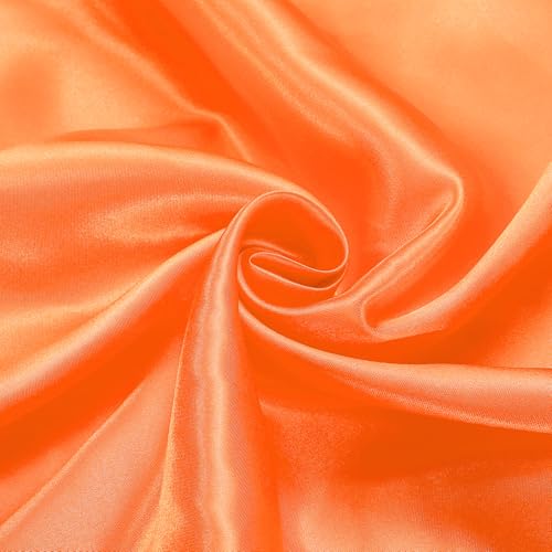 sourcing map Orangefarbener Satin-Stoff, 1,8 m breit, seidiger Satin-Stoff, fester Satinstoff für Brautkleid, Hochzeitsdekorationen, Basteln, Nähen von sourcing map