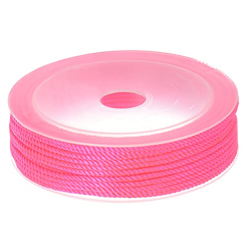 sourcing map Perlschnur aus gedrehtem Nylongarn 2mm 13M/43 Feet Extra Starke geflochtene Nylonschnur zum Basteln von Armbändern Schmuckherstellung, Hot Pink von sourcing map