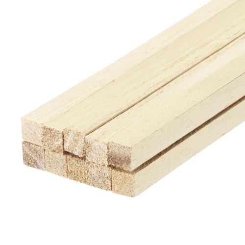 Sourcing Map Quadratische Holzstäbchen, 25,4 x 1,5 x 1,5 cm, Dübelstange, unlackiertes Hartholz, Bastelzweige für Bastelarbeiten, 10 Stück von sourcing map