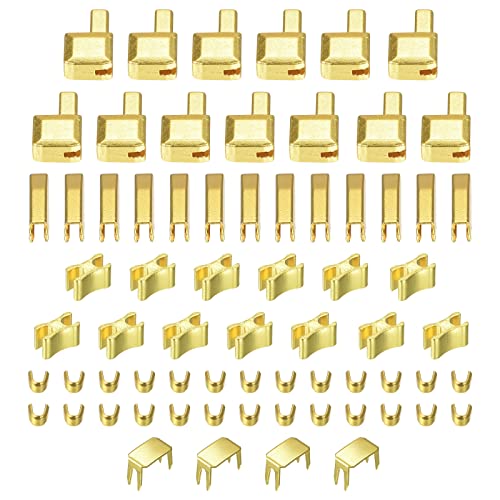 sourcing map Reißverschluss Reparatur Kit #3 Metall Schieberegler Halterungen Box und Einsteckstift und Oben Boden Stopfen für Tasche Mantel Reißverschlüsse Wechseln (69Stk Golden) von sourcing map