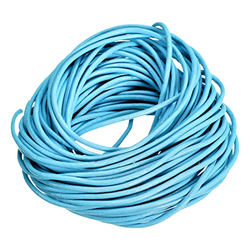 sourcing map Rund Leder Kabel 11 Yards 2mm Flechtschnur Schnur für Geldbörse Handtasche Schnürsenkel Basteln Kunsthandwerk Armband Herstellung Himmel Blau von sourcing map