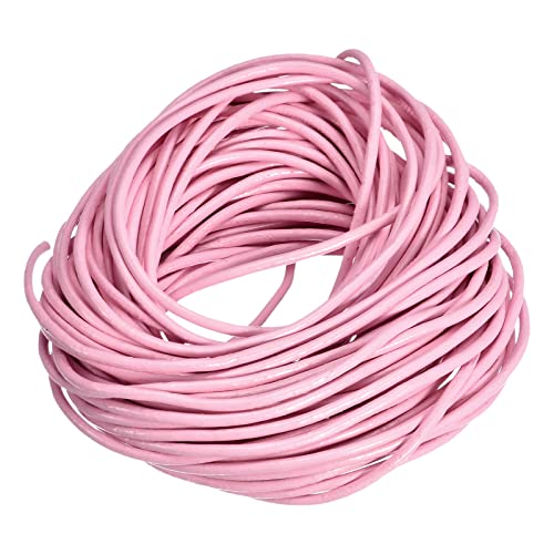 sourcing map Rund Leder Kabel 11 Yards 2mm Flechtschnur Schnur für Geldbörse Handtasche Schnürsenkel Basteln Kunsthandwerk Armband Herstellung Rosa von sourcing map