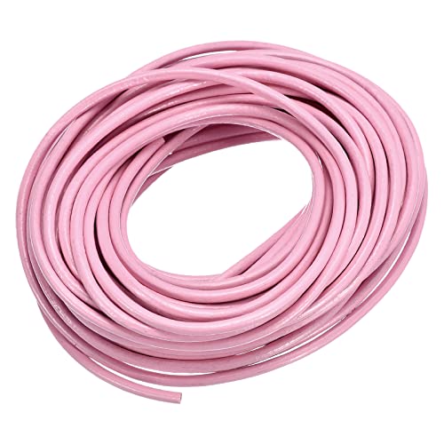 sourcing map Rund Leder Kabel 11 Yards 3mm Flechtschnur Schnur für Geldbörse Handtasche Schnürsenkel Basteln Kunsthandwerk Armband Herstellung Rosa von sourcing map