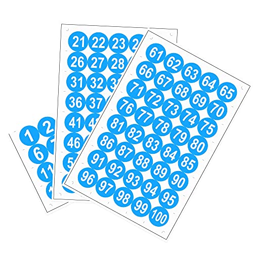 sourcing map Runde Zahlen-Aufkleber, 50 mm Durchmesser, Nummer 1–100, selbstklebendes PVC-Etikett, wasserdicht, weißer Schriftzug (blauer Hintergrund) von sourcing map