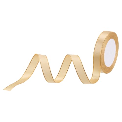 sourcing map Satinband mit goldfarbenen Kanten, Ripsband, 1,5 cm, 23 m breit, für Geschenkverpackungen, Hochzeitsstrauß, goldfarben von sourcing map