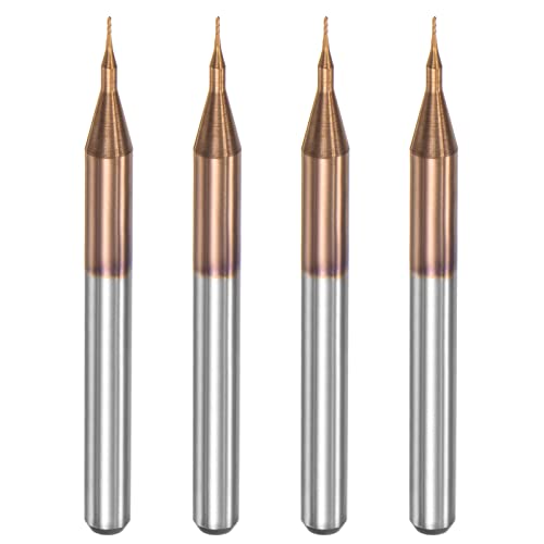 sourcing map Schaftfräser CNC-Fräs-Bits, 1/8 Zoll 3,175 mm Schaft 0,3 mm x 1,5 mm Titanbeschichteter Wolframkarbid-Gravurfräser für PCB-Kunststofffaser-Holz, 4 Stück von sourcing map