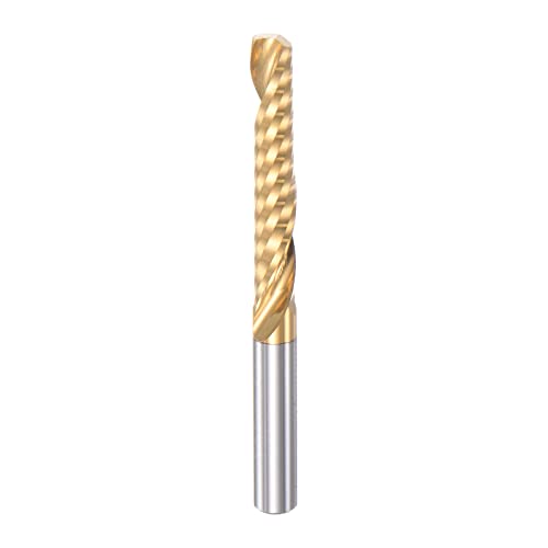 sourcing map Schaftfräser CNC-Fräser Titanbeschichtung Hochgeschwindigkeitsstahl einzelne Spiralnut Upcut Fräser für Gravieren Schneiden 4mm Dmr. 25mm Schneiden 45mm Länge von sourcing map