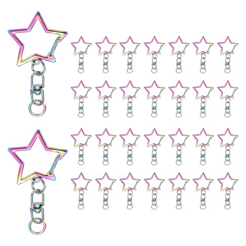 sourcing map Schlüsselring-Clips aus Metall, Sternform, drehbarer Schnappverschluss, Schlüsselring-Clips mit Kette zum Aufhängen und offenem Sprungring, für Bastelarbeiten, Taschendekoration, von sourcing map