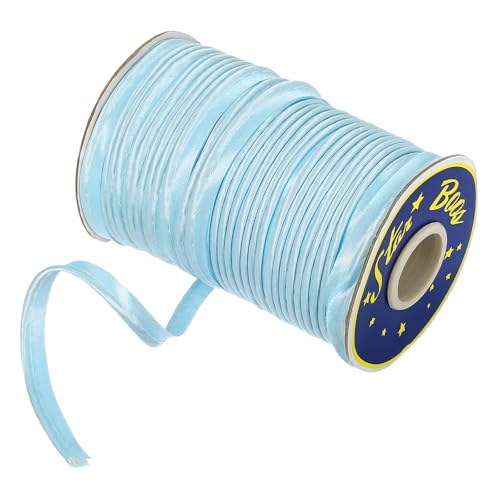 sourcing map Schrägband aus Polyester, Satin, 1,1 cm, doppelt gefaltete Paspelierung, Schrägband zum Nähen, Trimmen, Basteln, Hellblau von sourcing map