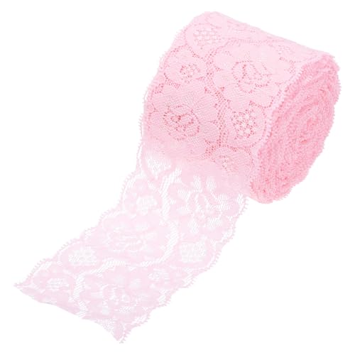 sourcing map Spitzenband mit Blumenmuster, 6,1 cm breit, 9,1 m, Rosa, Spitzenborte aus Nylon zum Nähen, Basteln, Geschenkverpackungen, Hochzeitsdekoration von sourcing map