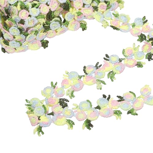 sourcing map Spitzenband mit Regenbogen-Blume, 2,3 cm x 4,5 m, Polyester, bestickt, Häkelspitze, Stoff zum Nähen, Hochzeitsdekorationen, Stirnbänder, Basteln von sourcing map