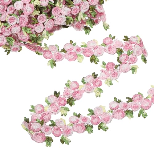 sourcing map Spitzenband mit rosa Blumen, 2,3 cm x 4,5 m, Polyester, bestickt, Häkelspitze, Stoff zum Nähen, Hochzeitsdekorationen, Stirnbänder, Basteln von sourcing map