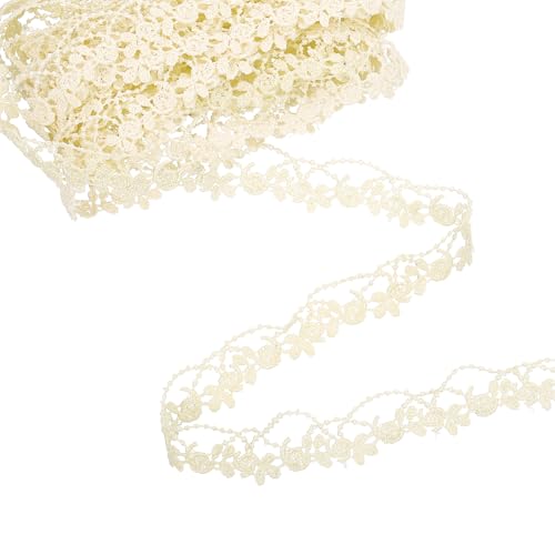 sourcing map Spitzenband mit rosa Blumen, 2 cm x 4,5 m, Polyester, bestickt, Häkelspitze, Stoff zum Nähen, Hochzeitsdekorationen, Stirnbänder, Basteln von sourcing map