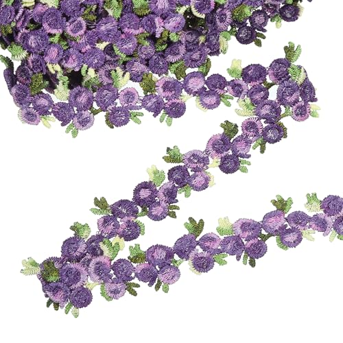 sourcing map Spitzenband mit violettem Blumenmuster, 2,3 cm x 4,5 m, Polyester, bestickt, Häkelspitze, Stoff zum Nähen, Hochzeitsdekorationen, Stirnbänder, Basteln von sourcing map