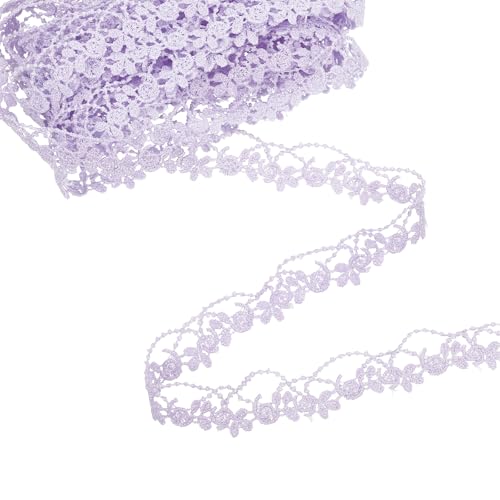 sourcing map Spitzenband mit violettem Blumenmuster, 2 cm x 4,5 m, Polyester, bestickt, Häkelspitze, Stoff zum Nähen, Hochzeitsdekorationen, Stirnbänder, Basteln von sourcing map