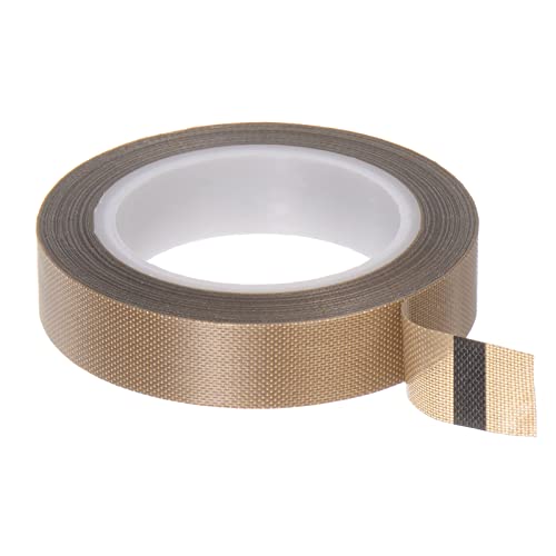 sourcing map Stoff PTFE Klebeband Rolle 0.5" x33 ft Hochtemperatur PTFE Kleber Klebeband 0.13mm Dicke für Vakuum Versiegelungsgerät Hand Impuls Versiegelung Braun von sourcing map