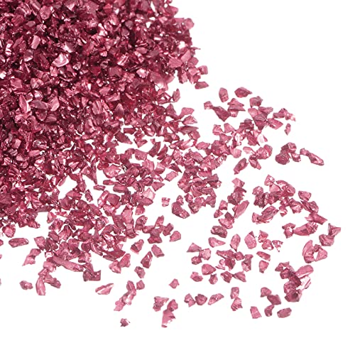 sourcing map Zerkleinerte Glaschips 100g/3,55oz 1mm-3mm unregelmäßiges metallisches Glitzerglas für Handwerk DIY Vase Füller Epoxidharz Dekoration, rot von sourcing map