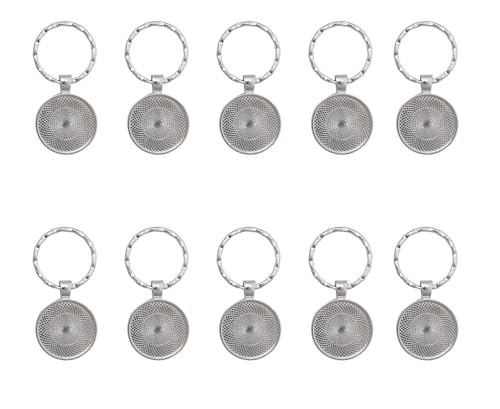 SOWAKA 10 Sets Schlüsselanhänger-Tablett mit Cabochon, rund, 2,5 cm Schlüsselringe für DIY-Foto-Schmuckherstellung, Kamee-Lünetten-Set (Spirale) von sowaka