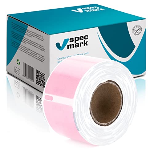 specmark Etiketten-Rolle kompatibel mit DYMO S0722370 28mm x 89mm 130 Stück kompatibel zu allen Etikettendruckern LabelWriter 450, 4XL, Seiko-SLP, Rosa Ettiket, Schwarzer Schrift von specmark