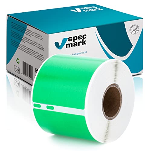 specmark Etiketten-Rolle kompatibel mit DYMO S0722430 54mm x 101mm 220 Stück kompatibel zu allen Etikettendruckern LabelWriter 450, 4XL, Seiko-SLP, Grün Ettiket, Schwarzer Schrift von specmark