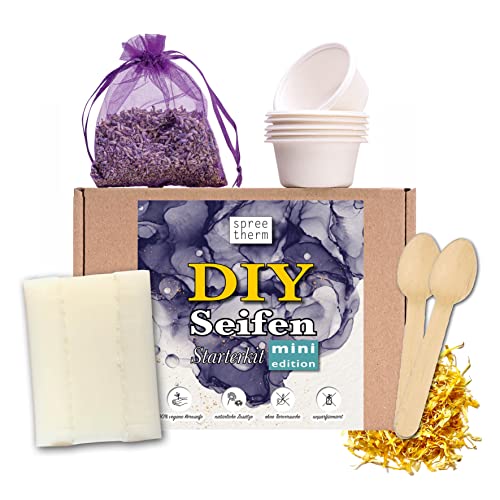 spreetherm DIY Seifen-Set Stelle deine eigene Naturseife her mit 100% veganer Kernseife, Förmchen & natürlichen Zutaten - Perfekte Geschenkidee für Kreative. von spreetherm