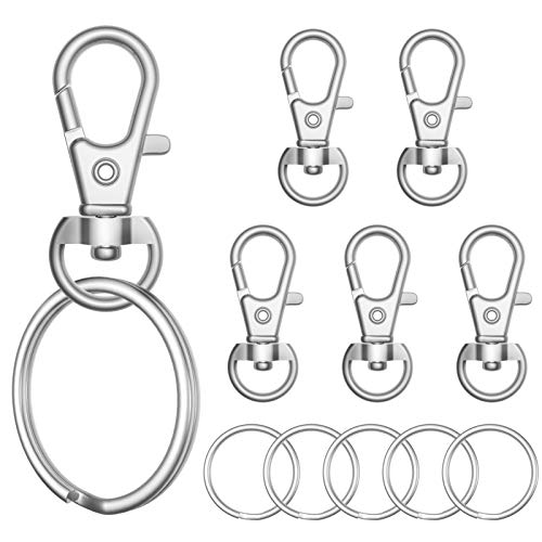 Sprookber 100 Stücke Karabiner Schlüsselanhänger mit Drehgelenk Karabiner Klein Schlüsselring für Lanyard DIY Handwerk（Schlüsselanhänger 50 Stücke + Schlüsselring 50 Stücke） von sprookber