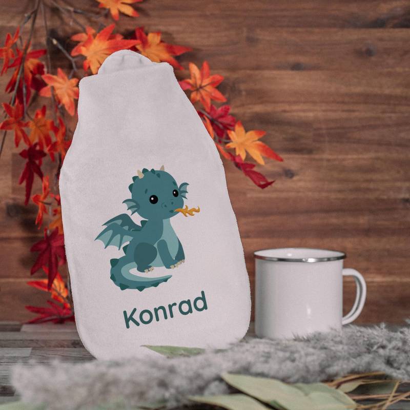 Wärmflasche "Drache" Für Kinder Mit Individuellem Druck von stempelfabrikde