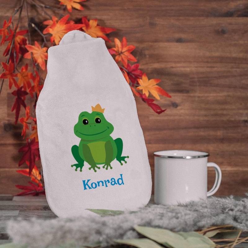 Wärmflasche "Frosch" Für Kinder Mit Individuellem Druck von stempelfabrikde