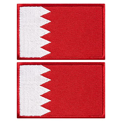 stidsds 2 Stück Bahrain Flagge Patch Bahrain Flaggen Bestickte Patches Bahrain-Flaggen Militär Taktischer Patch für Kleidung Hut Rucksäcke Stolz Dekorationen von stidsds