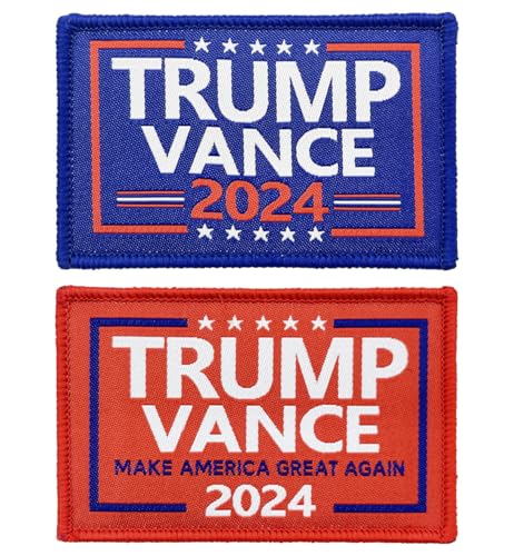 stidsds 2 Stück Donald Trump und JD Vance 2024 Flagge Patch Make America Great Again Trump Vance '24 Präsidentschaftskampagne Flaggen bestickte Aufnäher Präsidentschaftsflaggen Militärische taktische von stidsds