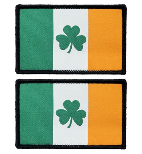 stidsds 2 Stück Irland Kleeblatt Flagge Patch Kleeblatt Flaggen Bestickte Patches Irische St. Patrick's Day Flaggen Militär Taktische Klettverschluss Patch Dekorationen von stidsds