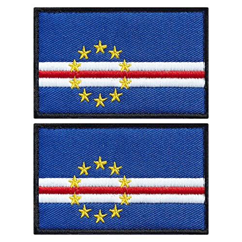 stidsds 2 Stück Kap Verde Flagge Patch Kap Verde Flaggen bestickte Aufnäher Kap Verde Flaggen Militär Taktischer Patch für Kleidung Hut Rucksäcke Stolz Dekorationen von stidsds