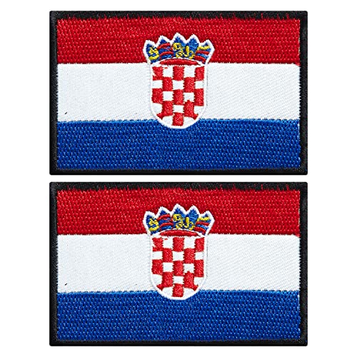 stidsds 2 Stück Kroatien Flagge Patch Kroatien Flaggen Bestickte Patches Kroatien Flaggen Militär Taktischer Patch für Kleidung Hut Rucksäcke Pride Dekorationen von stidsds