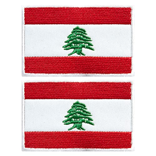 stidsds 2 Stück Libanon-Flagge Patch Libanon Flaggen bestickte Patches Libanesische Flaggen Militär Taktischer Aufnäher für Kleidung Hut Rucksäcke Stolz Dekorationen von stidsds