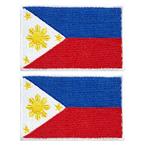 stidsds 2 Stück Philippinen Flagge Patch Philippinen Flaggen Bestickte Patches Filipino Flaggen Militär Taktischer Patch für Kleidung Hut Rucksäcke Pride Dekorationen von stidsds