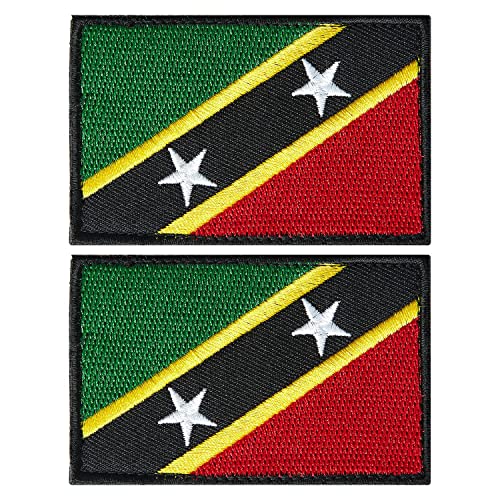 stidsds 2 Stück St. Kitts und Nevis Flaggen Patch Saint Kitts und Nevis Flaggen bestickte Patches St. Kitts und Nevis Flaggen Militär Taktischer Patch für Kleidung Hut Rucksäcke Pride Dekorationen von stidsds