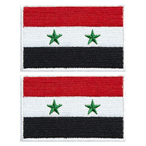 stidsds 2 Stück Syrien Flagge Patch Syrien Flaggen Bestickte Patches Syrische Flaggen Militär Taktischer Patch für Kleidung Hut Rucksäcke Pride Dekorationen von stidsds